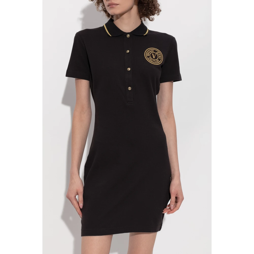 Versace Jeans Couture Jurk met geborduurd logo Black Dames