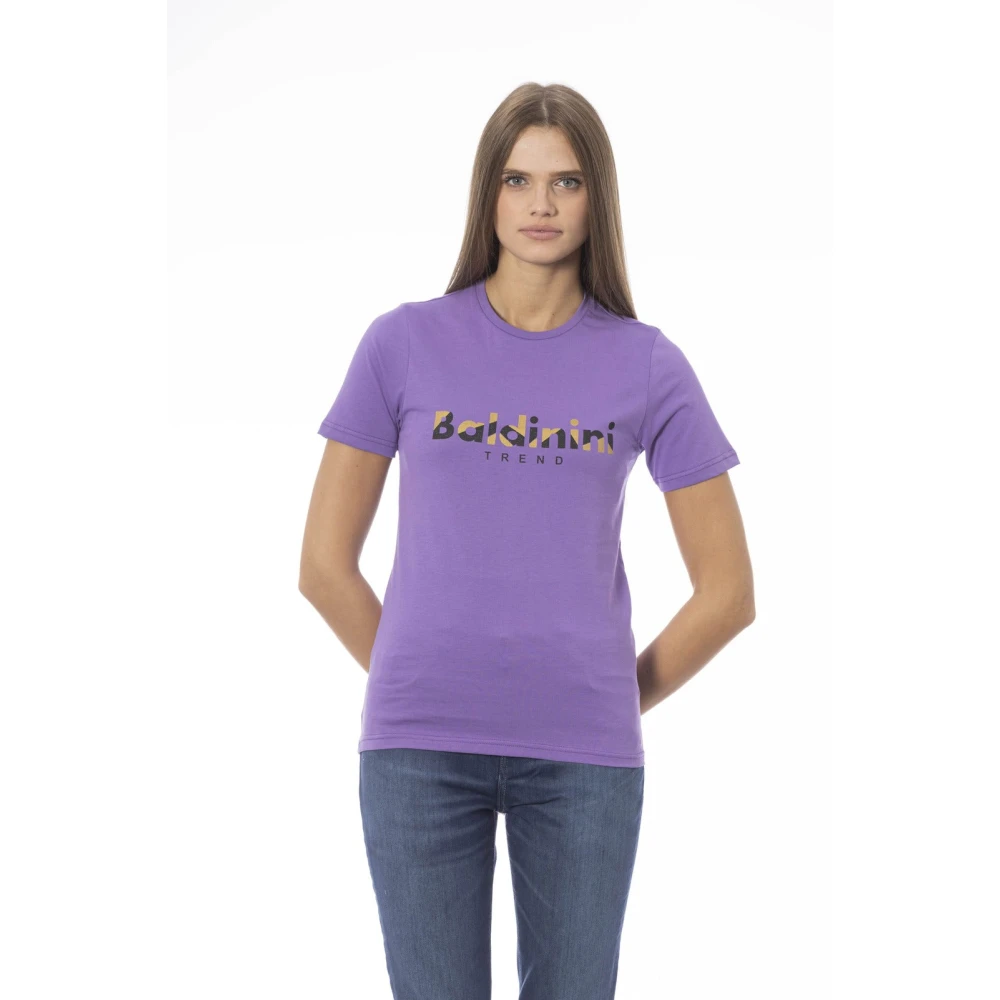 Baldinini Trendy T-shirt met voorprint Purple Dames