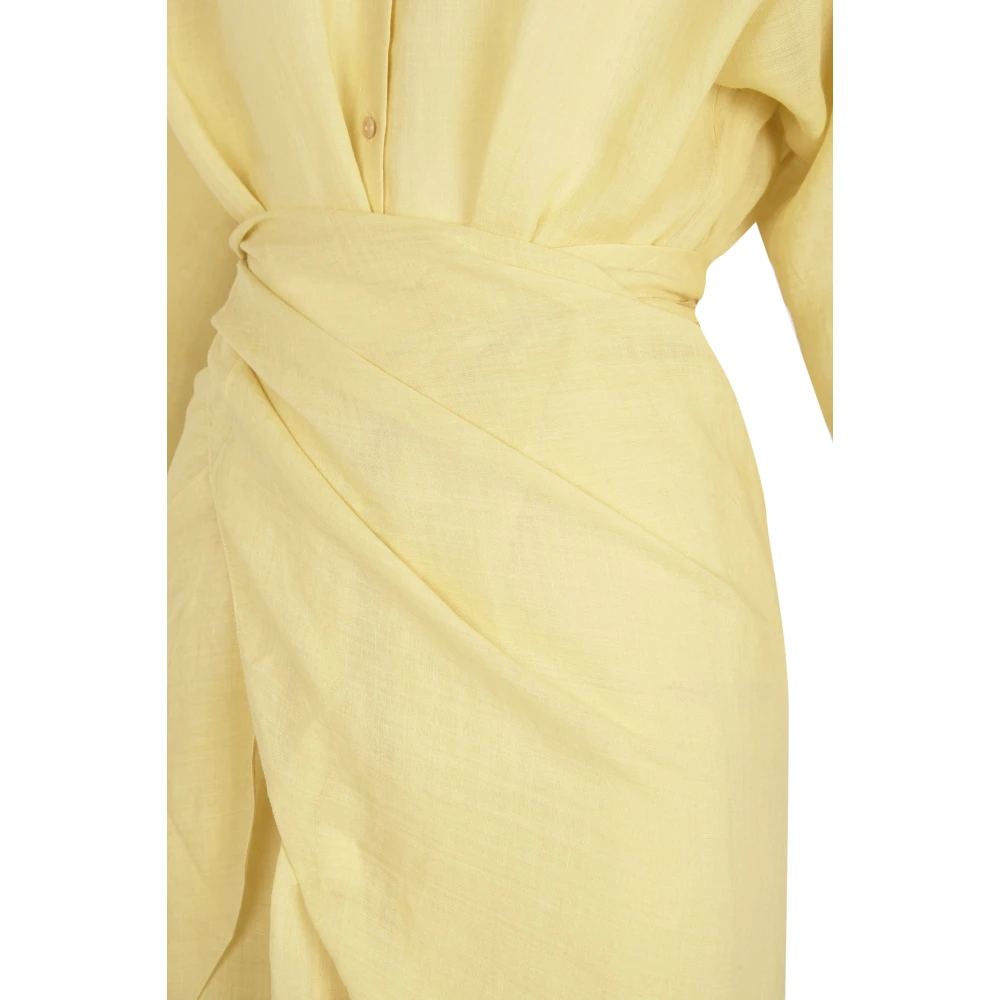 Cortana Tramonto lichtgele ramie midi-jurk Yellow Dames