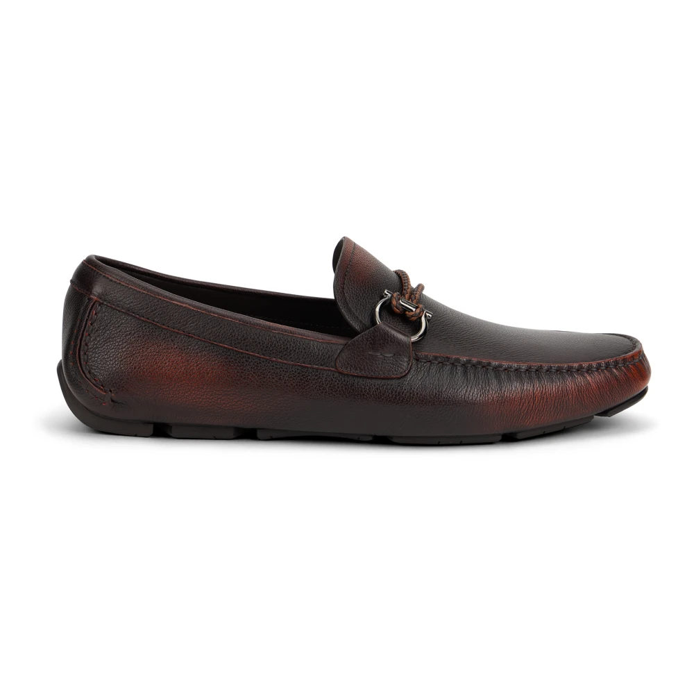Ferragamo Men's Brown Loafers, 5 Uk, Gancini Loafer