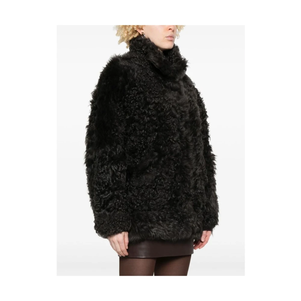 IRO Shearling Opstaande Kraag Jas Gray Dames