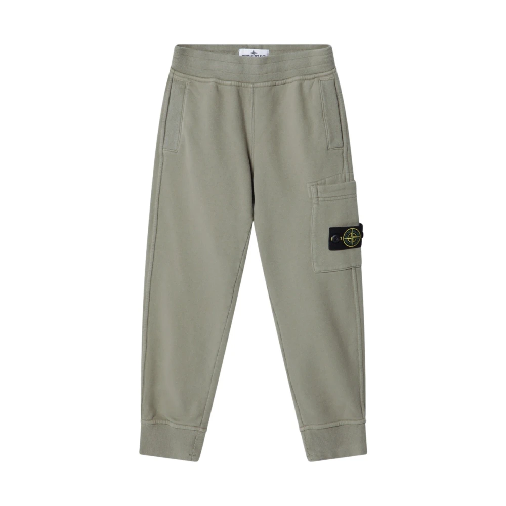 Stone Island Junior Boys Green Stone Island Brushed Cotton Fleece Joggers In - 4 Yrs - Image 3