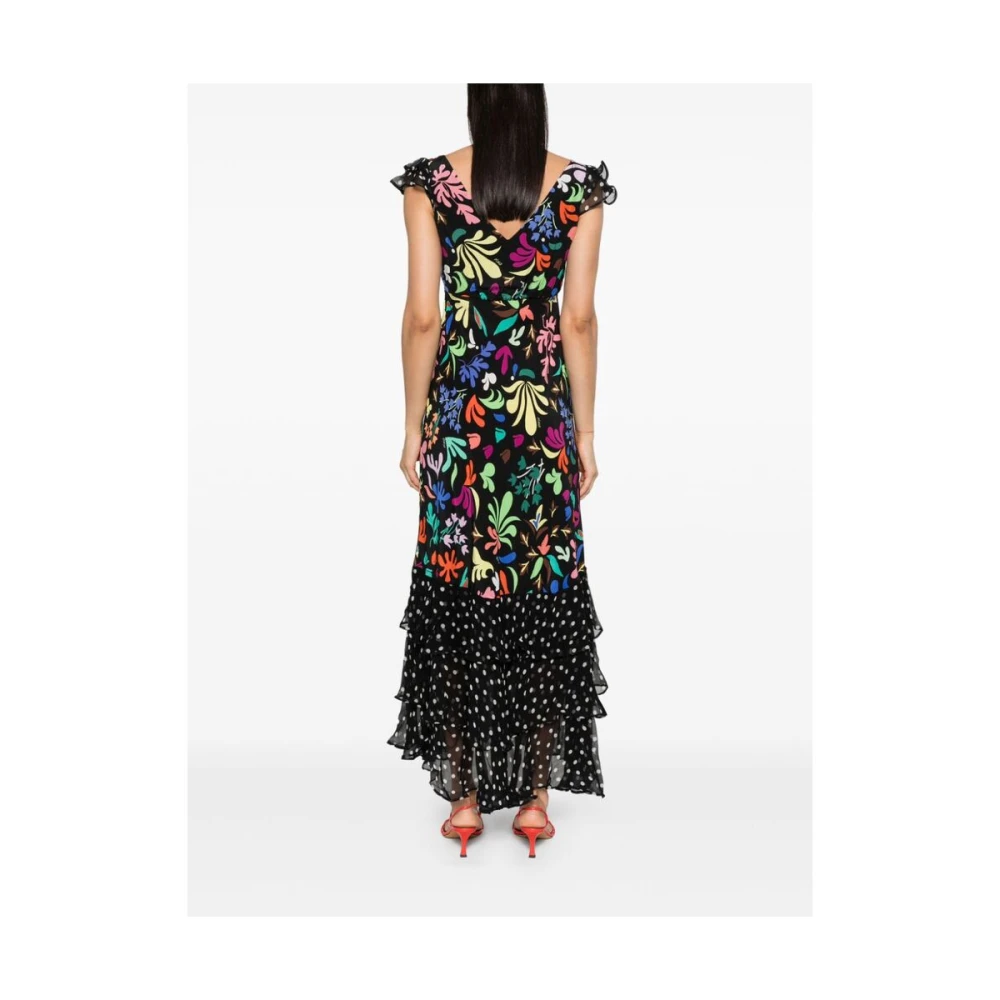 Rixo Zijden Mix Print V-Hals Jurk Multicolor Dames