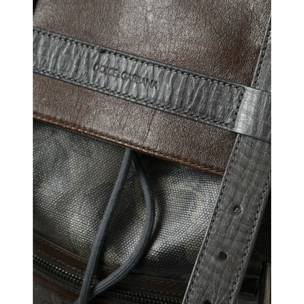Dolce & Gabbana Canvas en Leren Rugzak Green Unisex