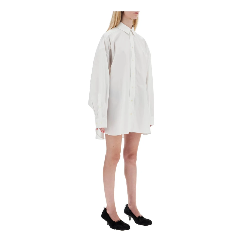 Wardrobe.nyc Wijdvallende Mini Overhemdjurk met knoopsluiting White Dames