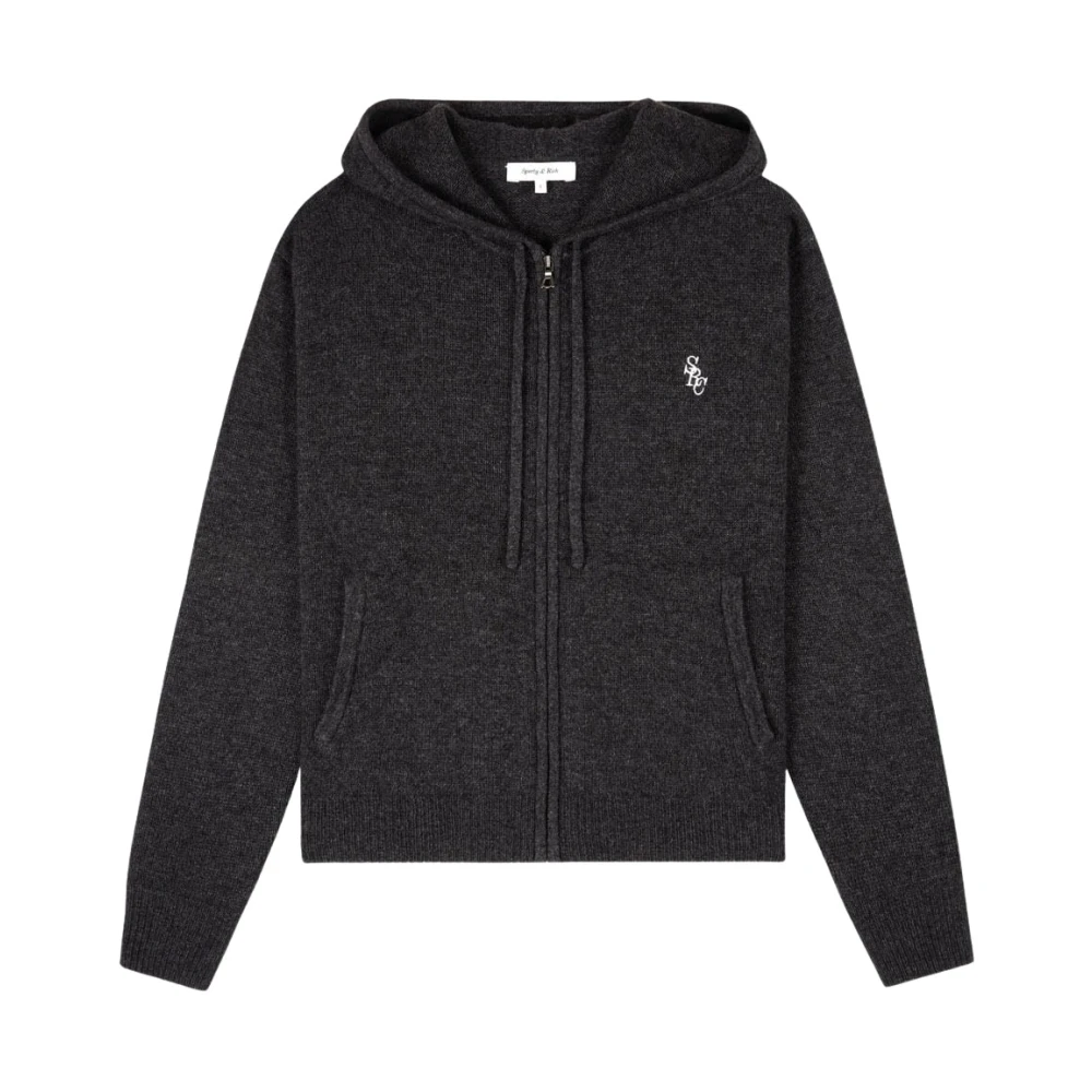 Sporty & Rich Women's Gray Src Cashmere Zip Hoodie