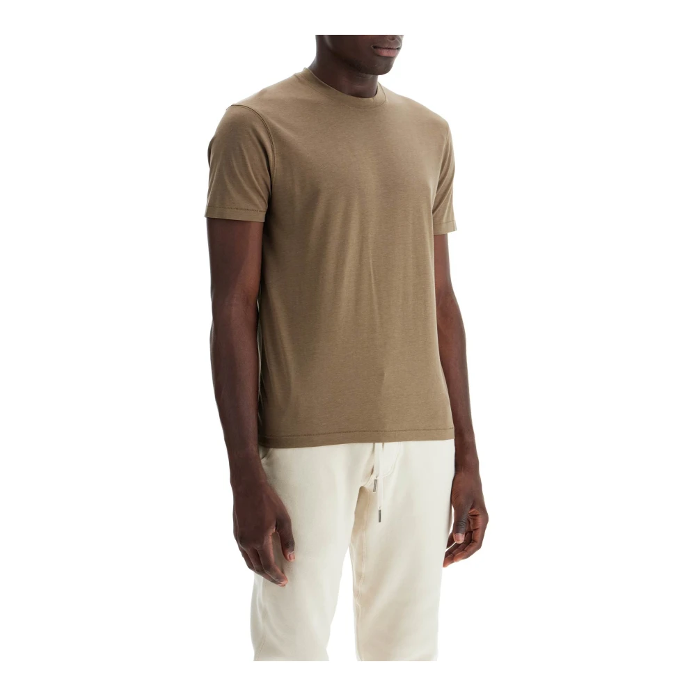 Tom Ford Zachte Katoen Lyocell Crewneck T-shirt Green Heren