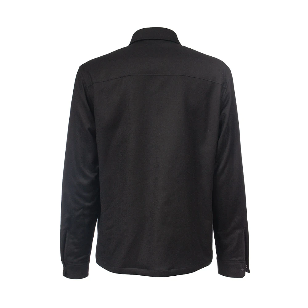 Ermenegildo Zegna Techmerino overshirt met knoopsluiting Black Heren