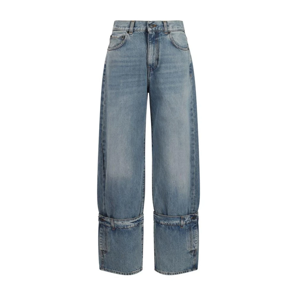 Haikure Wijde Pijp Knoopdetail Katoenen Jeans Blue Dames