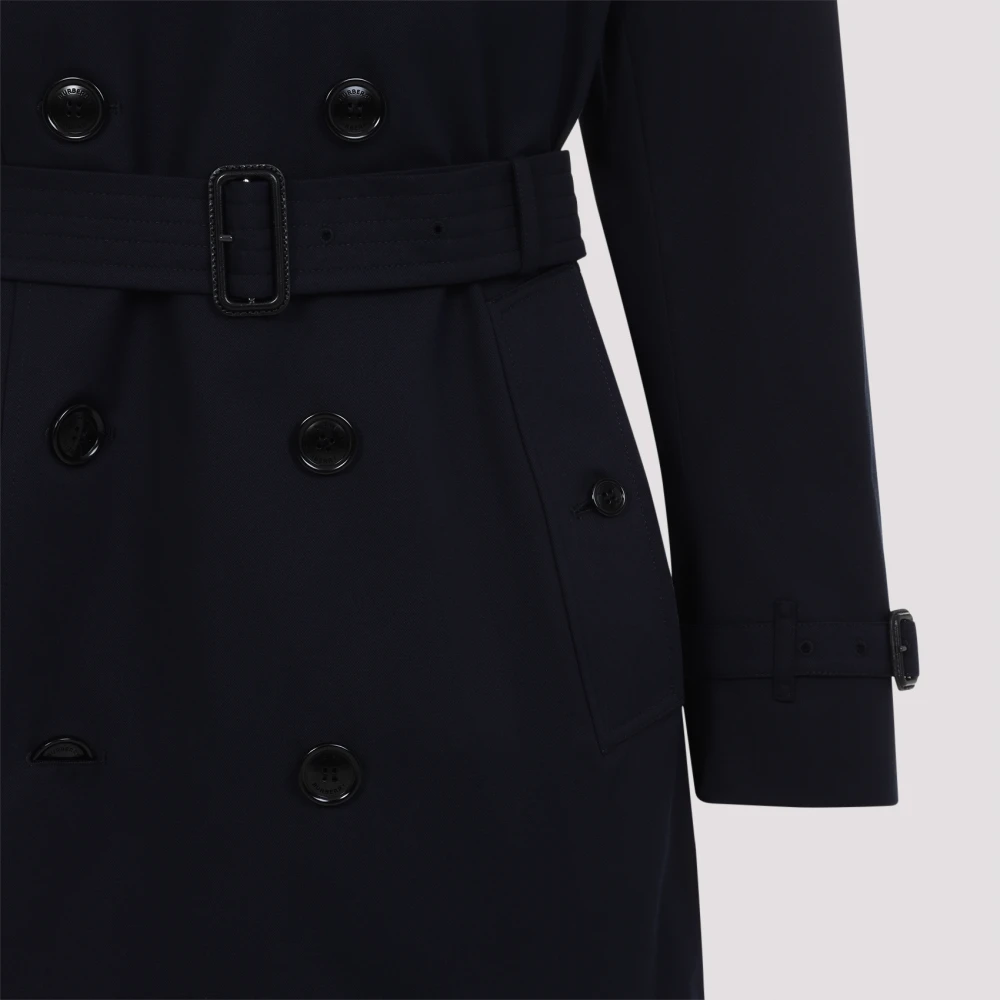 Burberry Kolenblauwe Kensington Trenchcoat Blue Heren