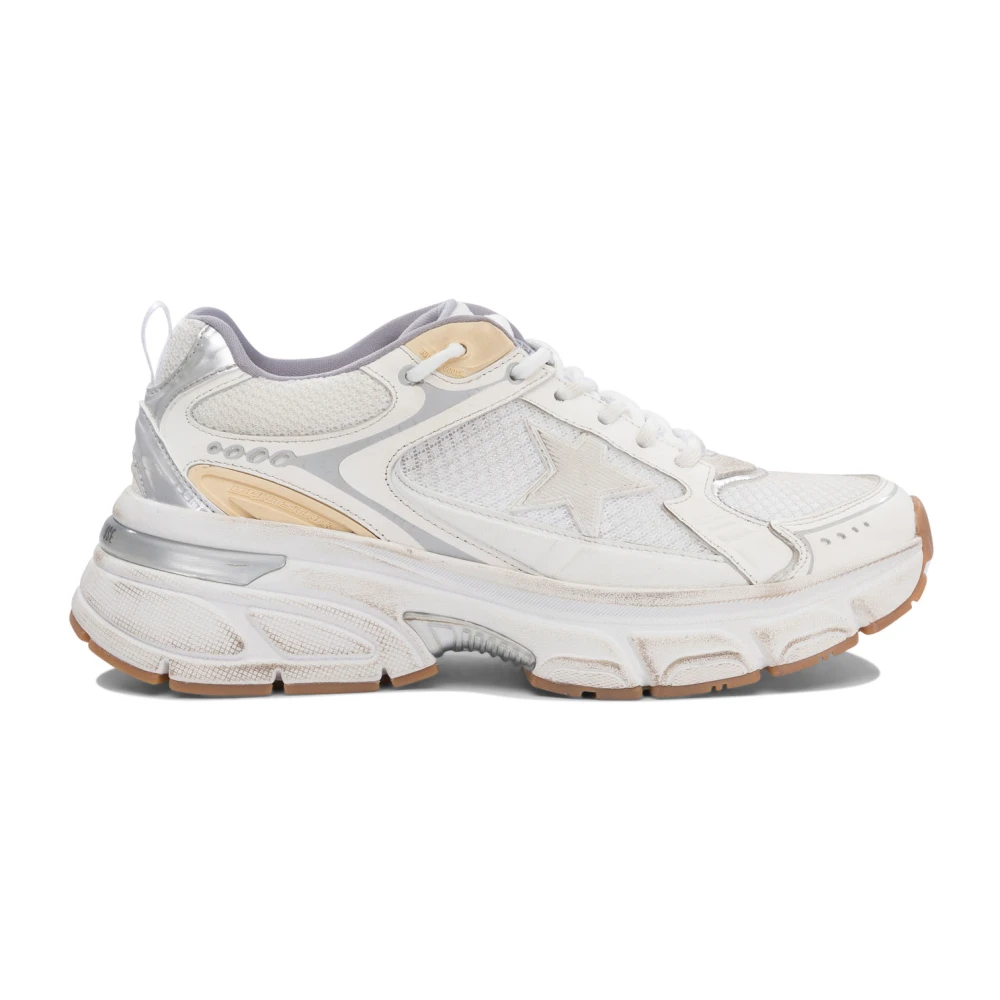 Golden Goose White Sneakers, Female, 8 Uk, Trainers Chunky Sole Metallic Details