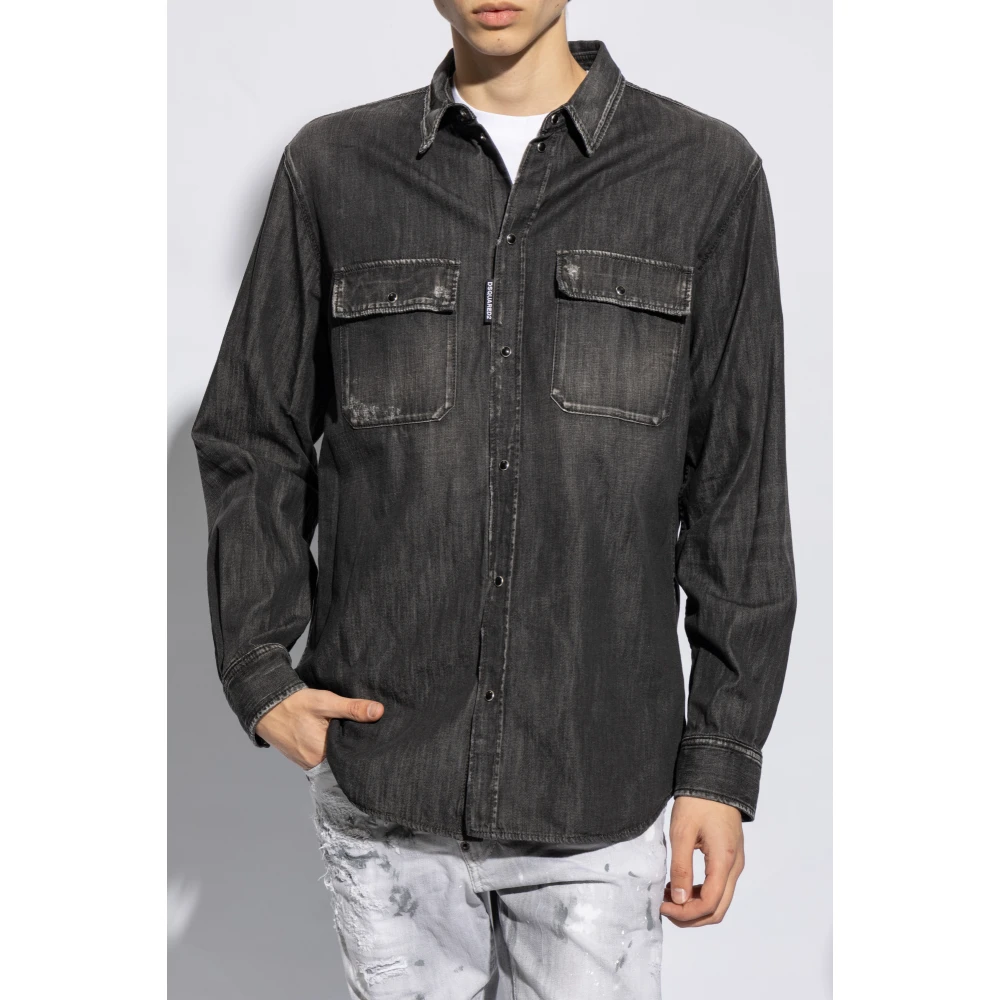 Dsquared2 Denim overhemd Gray Heren