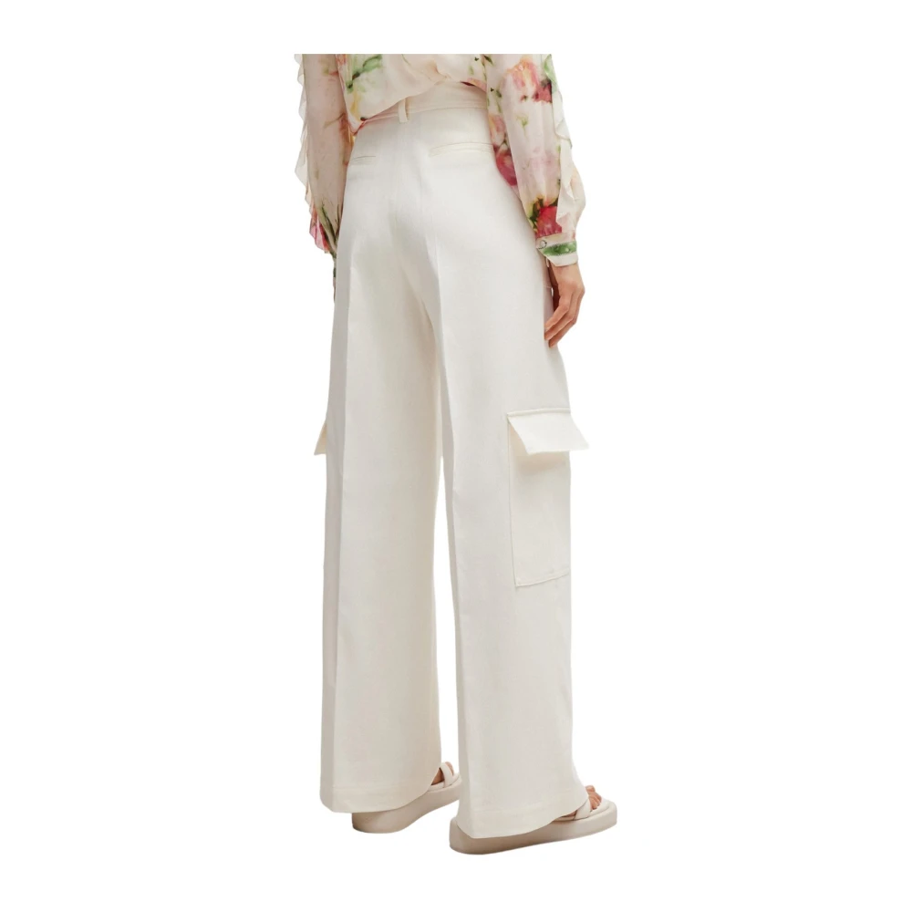 Boss Witte Katoenen Straight Fit Broek White Dames