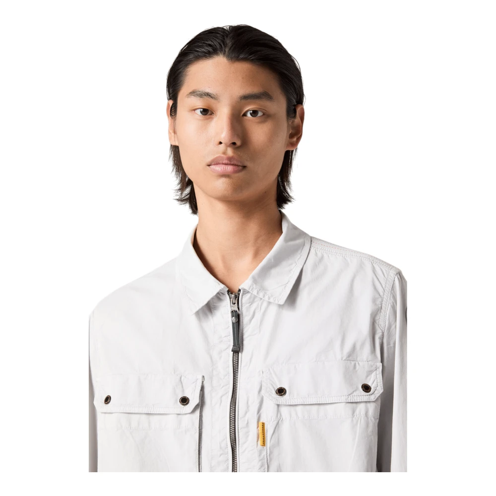 Parajumpers Gabardine Katoenen Overshirt in Zilver White Heren