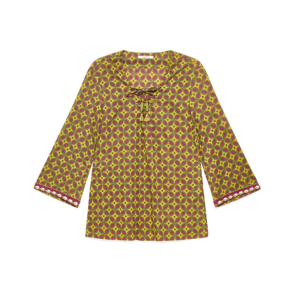Maliparmi Women's Yellow Blouses, M, Floral Spin Shirt