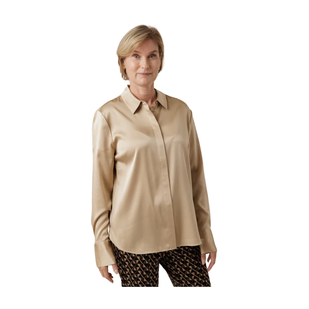 Herzen's Angelegenheit Zijden blouse met kraag en lange mouwen Brown Dames