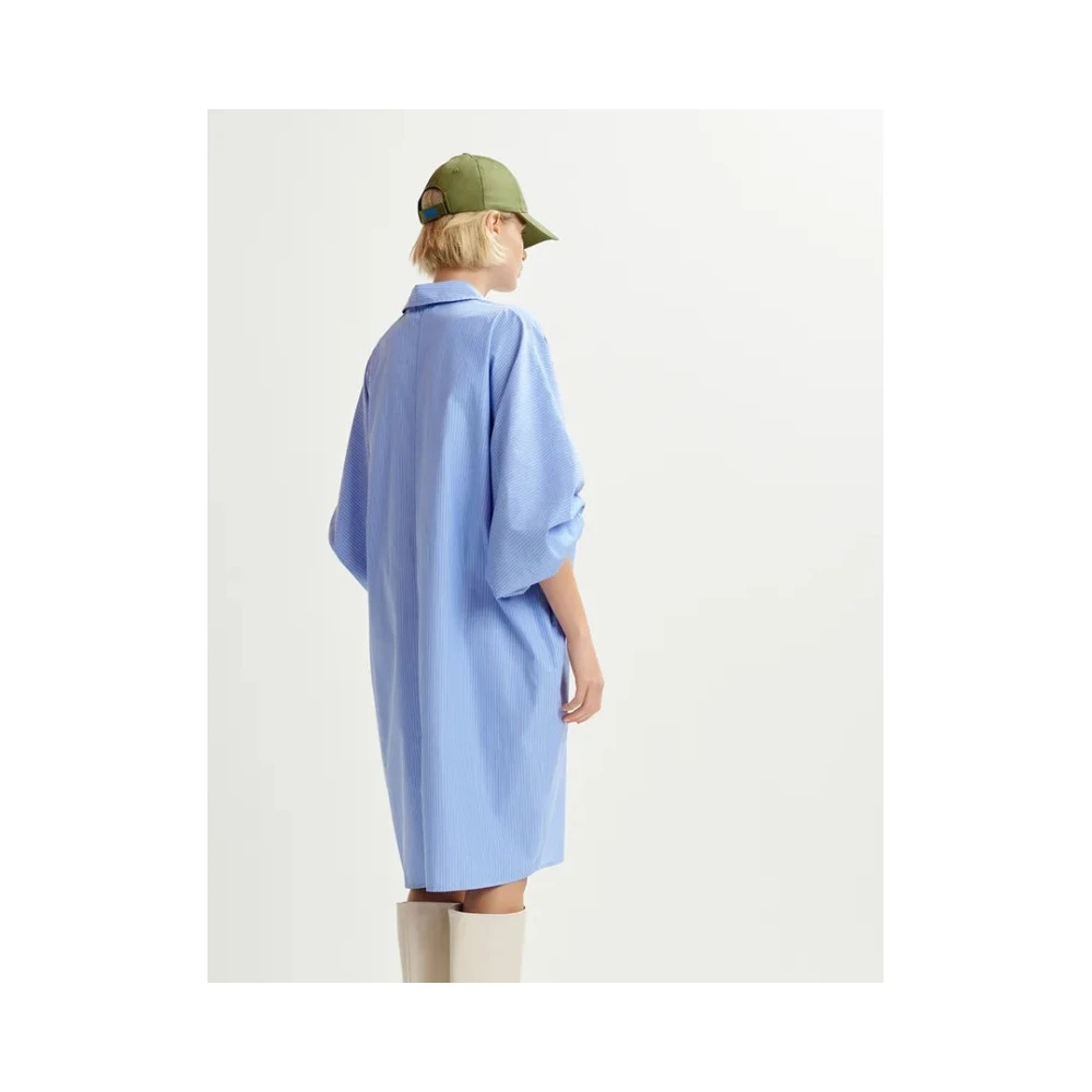 Essentiel Antwerp Gestreepte overhemdjurk met kleurrijke borduursels Blue Dames