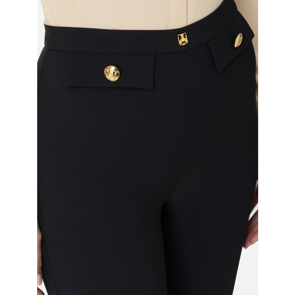 Elisabetta Franchi Zwarte Capri Broek Stretch Crêpe Black Dames
