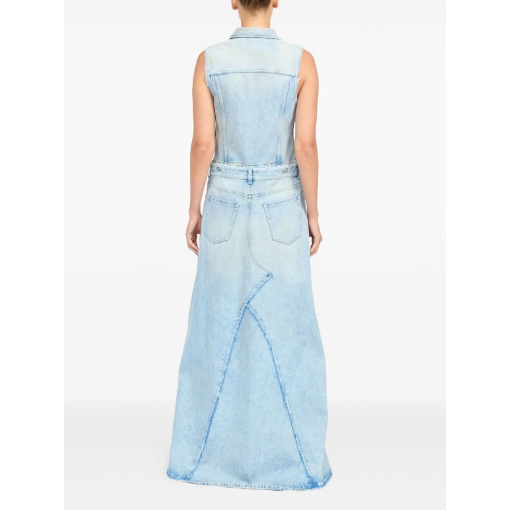 MM6 Maison Margiela Heldere Blauwe Knoopjurk met Zakken Blue Dames