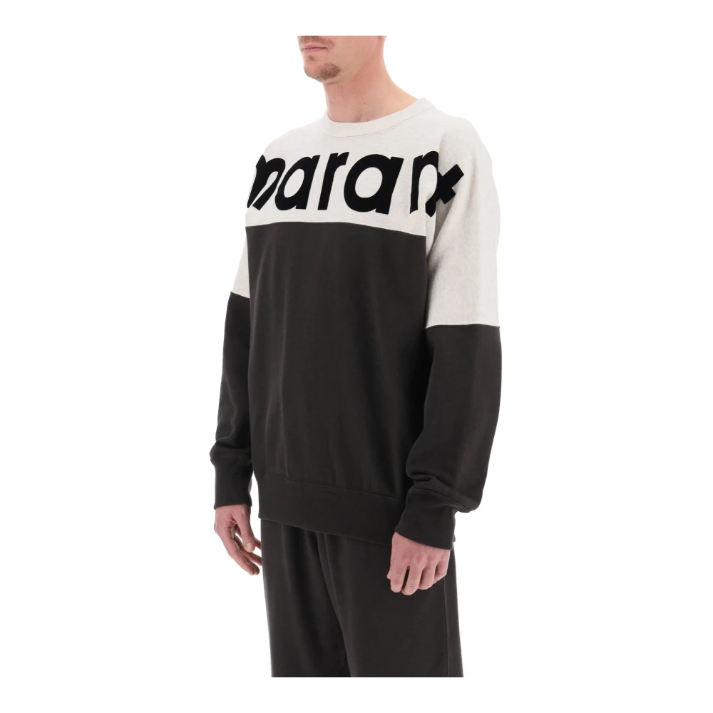 Isabel marant Melange Crew-Neck T-Shirt met Flocked Logo Black Heren