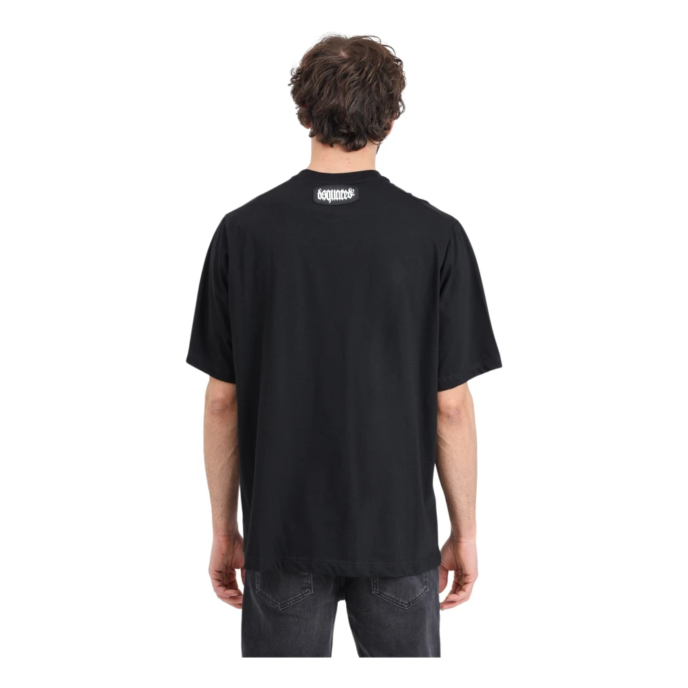 Dsquared2 Zwarte Logo Patch T-shirt Regular Fit Black Heren