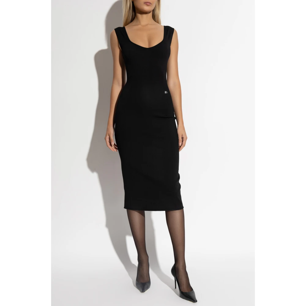 Dolce & Gabbana Jurk met logo Black Dames