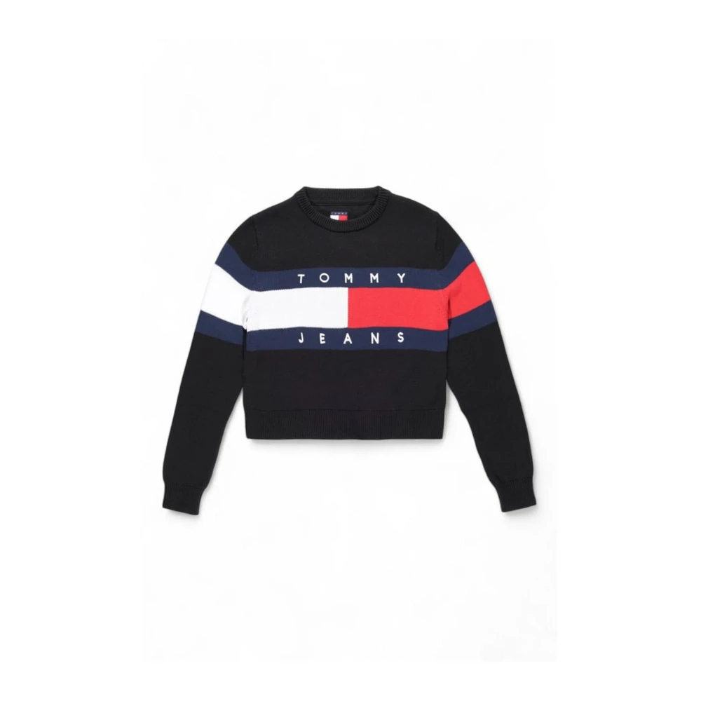 Tommy Jeans Zwarte Geregenereerde Katoenen Sweatshirt Black Dames