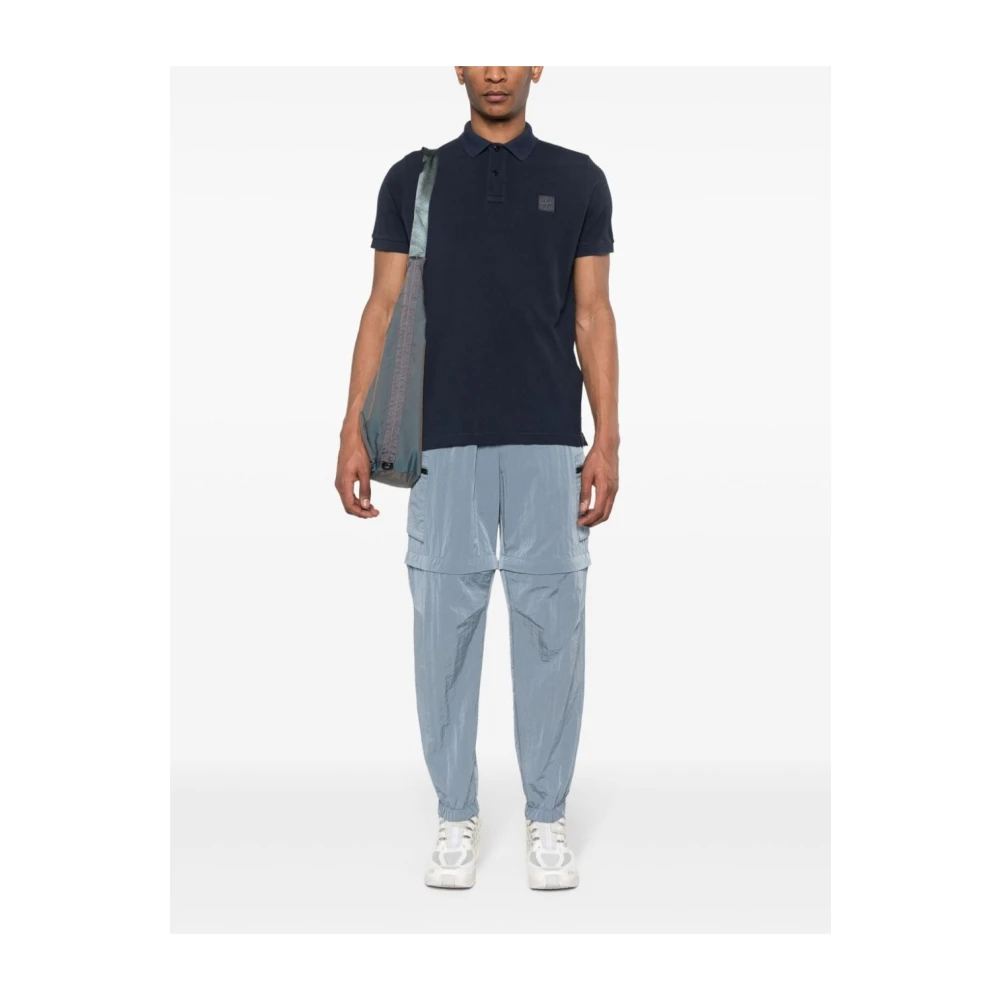 Stone Island Blauw Poloshirt met Kompas Applicatie Blue Heren