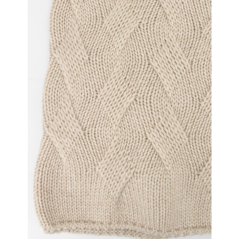 Le Tricot Perugia Gezellig Gebreide Hoge Kraag Jumper Beige Dames