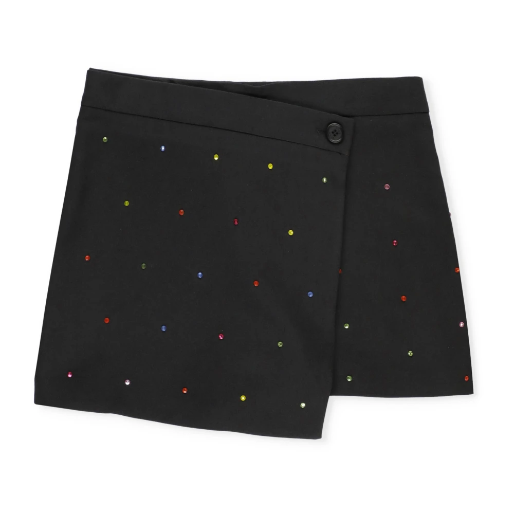 Msgm Svarta Junior Shorts med Strassdetaljer Black, Flicka