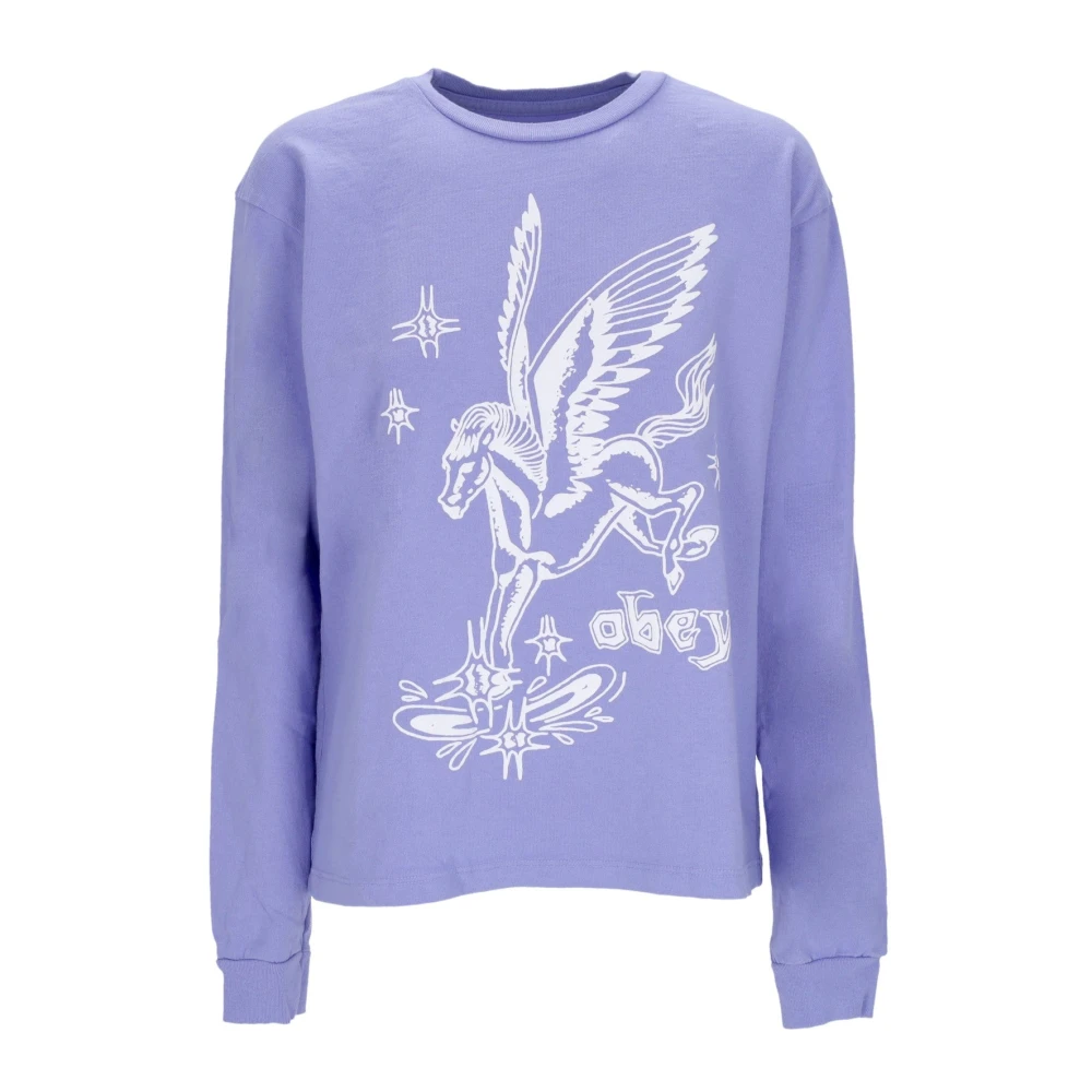 Obey Lange Mouw T-shirt Pegasus Custom Tee Purple Dames