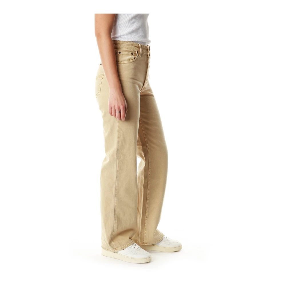 Nudie Jeans Wide Leg High Waist Jeans Brown Dames