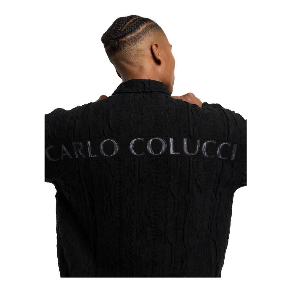 carlo colucci Luxe Gebreide Blouson met Gouden Print Black Heren