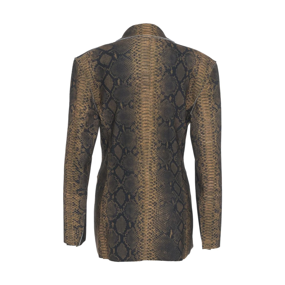 Norma Kamali Gele Slangenprint Blazer Brown Dames