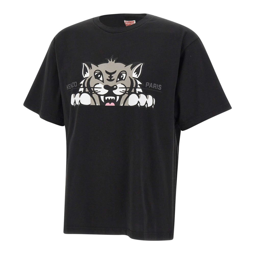 Kenzo Svart Happy Tiger Oversized T-Shirt