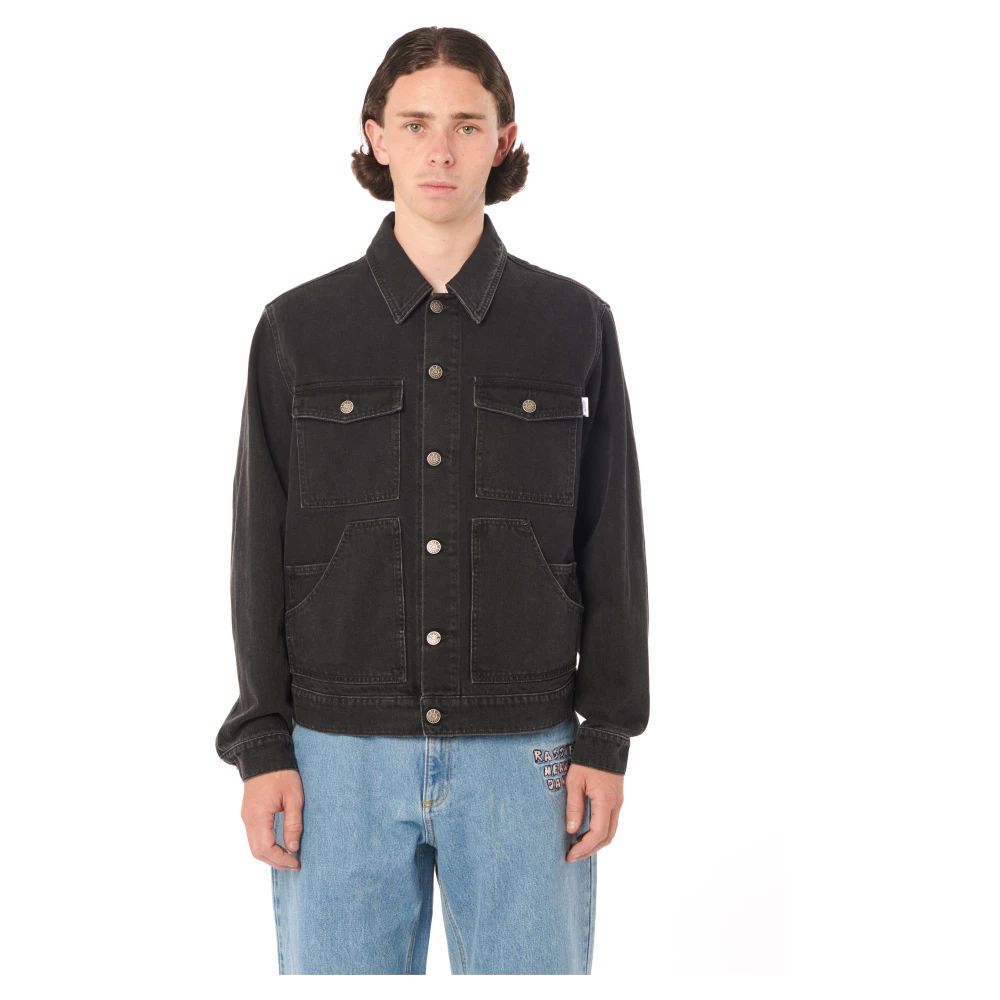 Rassvet Klassieke Denim Jacket met Logo Schrijven Black Heren