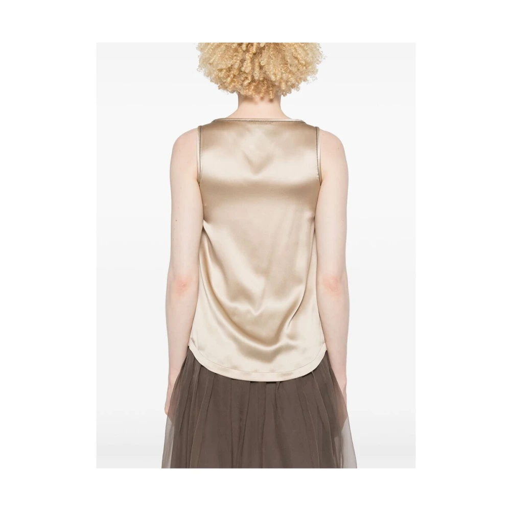 BRUNELLO CUCINELLI Beige Mouwloze Top met Scoop Neck Beige Dames