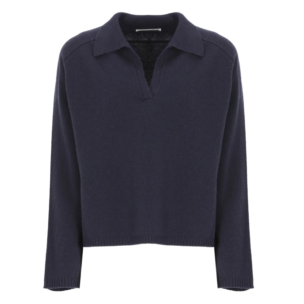 Kangra Blauwe Kasjmier Wollen Trui Vrouwen Kraag Blue Dames