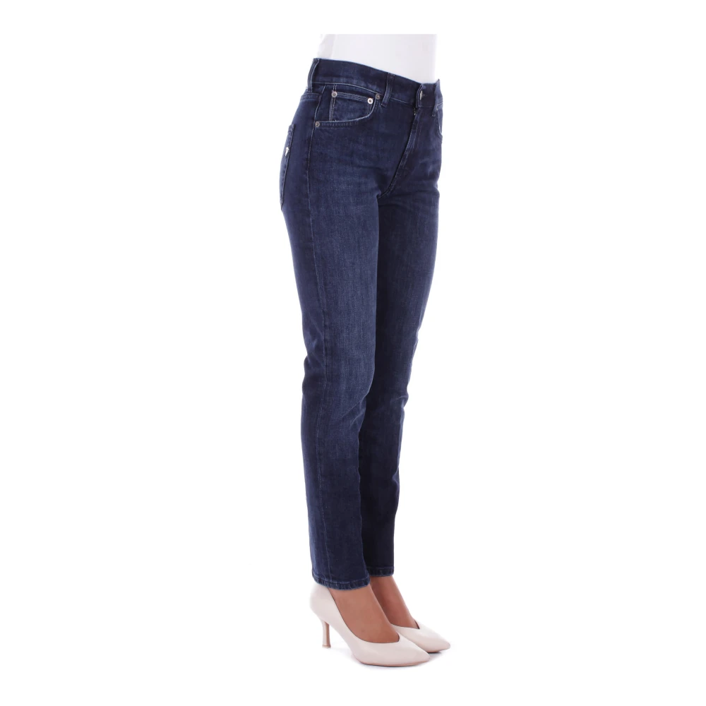 Dondup Denim Skinny Stretch Jeans met Logo Blue Dames