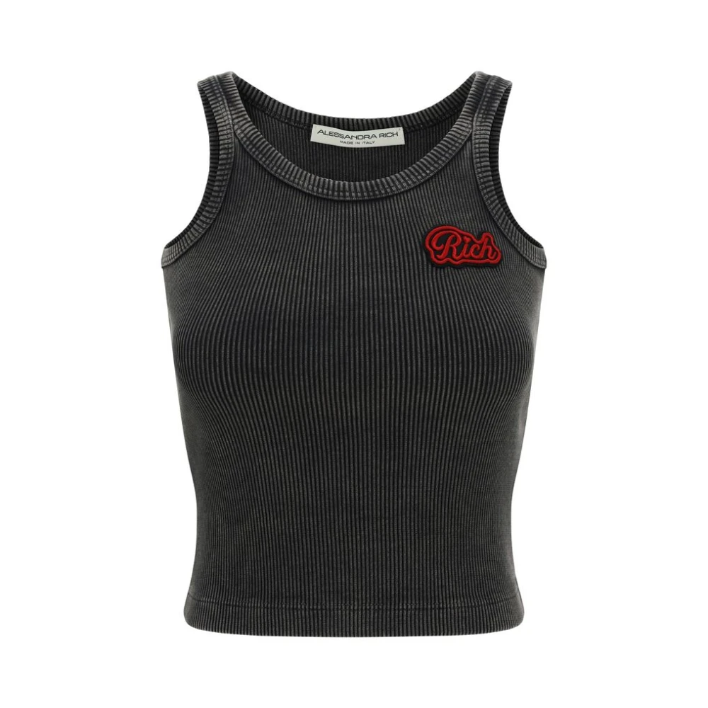 Alessandra Rich Mouwloze Monogram Top Gray Dames