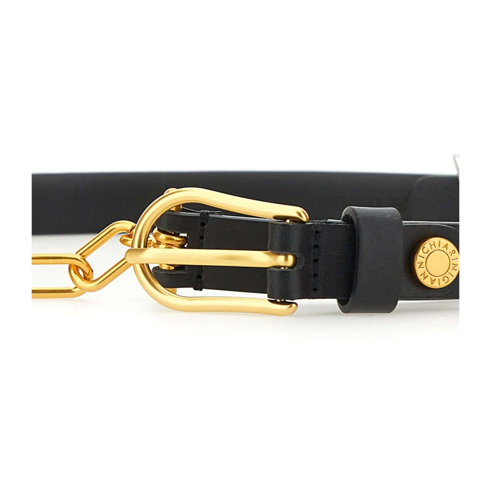 Gianni Chiarini Leren Riem met Antiek Gouden Gesp Black Dames
