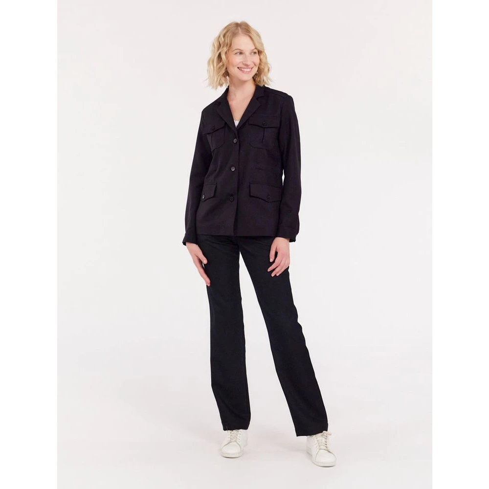 Ines De La Fressange Paris Midnight blue wool Flipper Saharienne Blue Dames