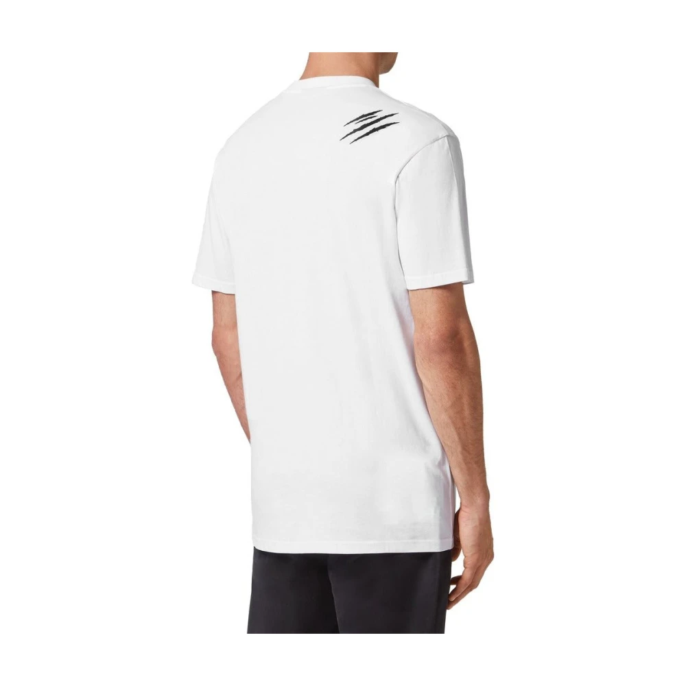 Plein Sport Katoenen T-shirt met plastic plaat White Heren