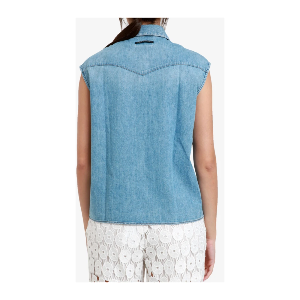 Roy Roger's Denim Shirt met Klassieke Kraag en Drukknoopsluiting Blue Dames