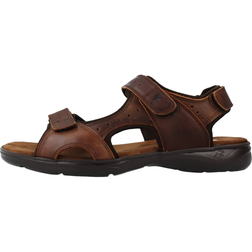 Fluchos Adhesive Strap Flat Sandals Brown, Herr