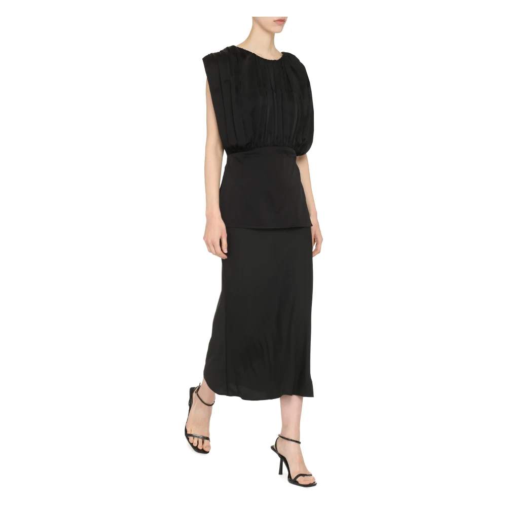 Jil Sander Gebundelde Viscose Top Black Dames