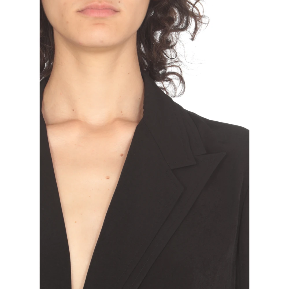Y-3 Zwarte regenjas met V-hals en zakken Black Dames