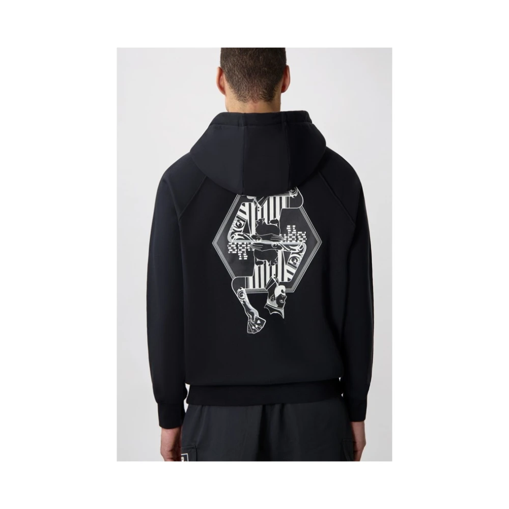 Balr. Geborduurd Logo Katoenen Hoodie met Grafische Print Black Heren