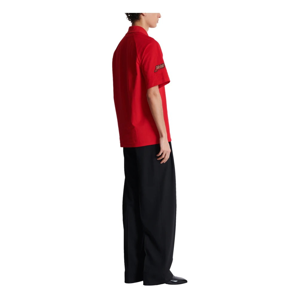 Balmain Katoenen piqué poloshirt met Racing borduursel Red Heren