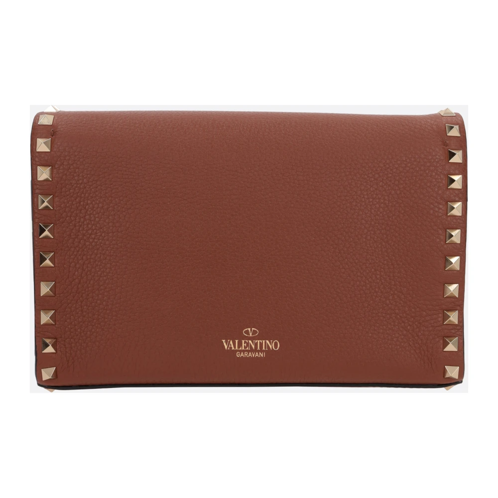 Valentino Garavani Bruine Gehamerde Leren Schoudertas met Platina Studs Brown Dames